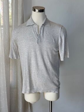 Bocci Made in Italy Polo Shirt Gray Cotton Rayon Knit Size 1 Fits L-XL
